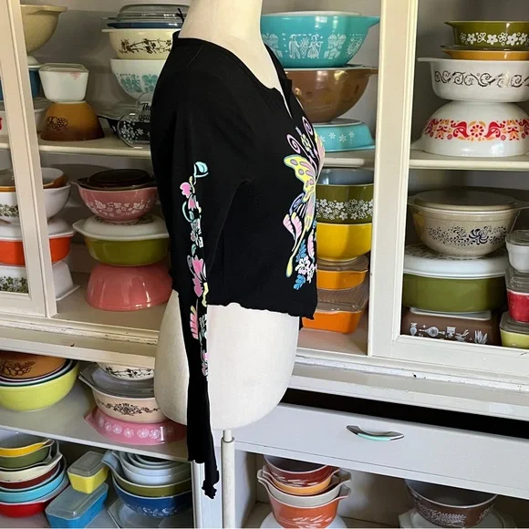 Dollskill Delia’s Butterfly Long Sleeve Glitter Top - Size Small - Picture 5 of 11